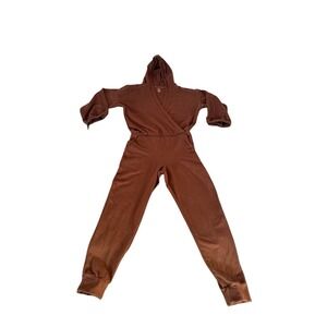 Nama Women's Sz Large Jumpsuit Toronto Brown Long Sleeve Hooded Bodysuit